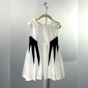 JACADI - White Dress with Navy Blue Pillar Detail